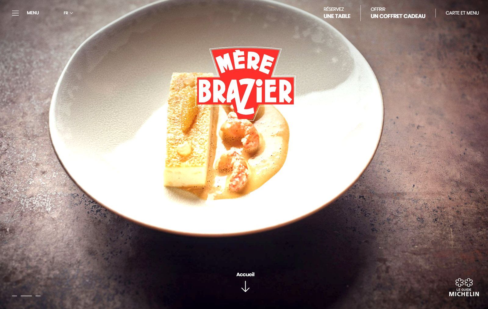 Page d'accueil du site de La Mère Brazier à Lyon